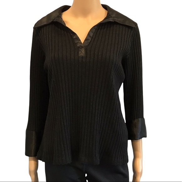 Addition Elle black dressy shirt with satin trim size 1x